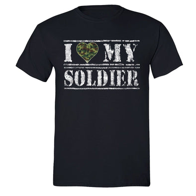 XtraFly Apparel Men's I Love Soldier Camo Military Pow Mia Crewneck Short Sleeve T-shirt