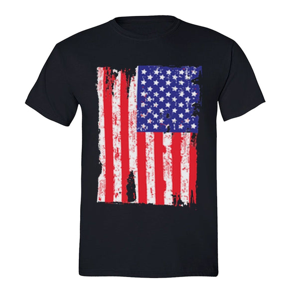 XtraFly Apparel Men's American Flag Distressed 4th of July Crewneck Short Sleeve T-shirt