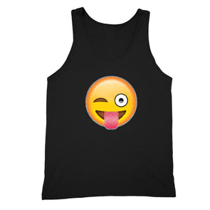 XtraFly Apparel Men's Emoji Wink Tongue Novelty Gag Tank-Top