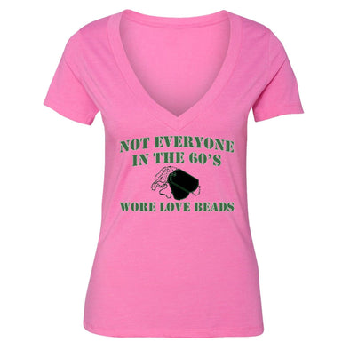 XtraFly Apparel Women's Love Beads Military Pow Mia V-neck Short Sleeve T-shirt