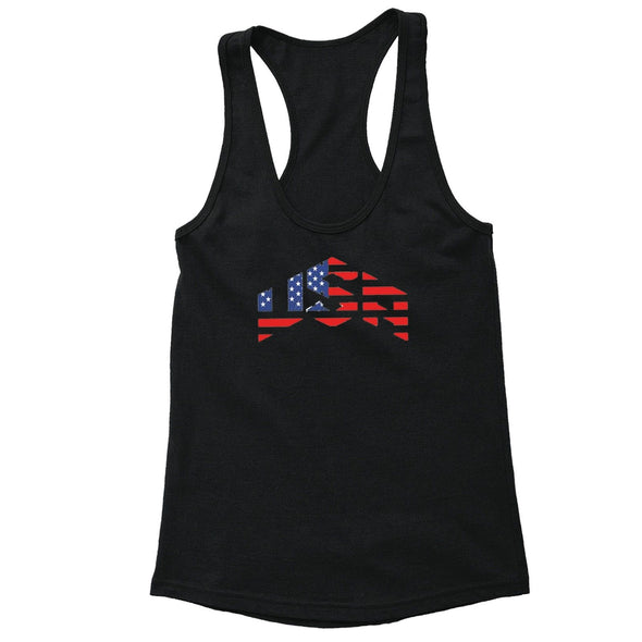 XtraFly Apparel Women's American Flag Distressed 4th of July Racer-back Tank-Top