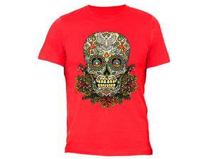 XtraFly Apparel Men's Sugar Skull Tree Ugly Christmas Crewneck Short Sleeve T-shirt