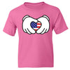 XtraFly Apparel Girls Hands Heart Flag American Pride Crewneck Short Sleeve T-shirt
