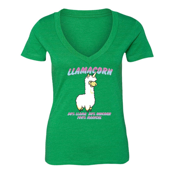 XtraFly Apparel Women's Unicorn Llamacorn Llama Novelty Gag V-neck Short Sleeve T-shirt