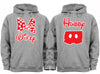 XtraFly Apparel Hubby Wifey Red Bow Valentine's Matching Couples Hooded-Sweatshirt Pullover Hoodie