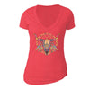 XtraFly Apparel Women's Cow Skull Dreamcatcher Pink Tribal Animal V-neck Short Sleeve T-shirt