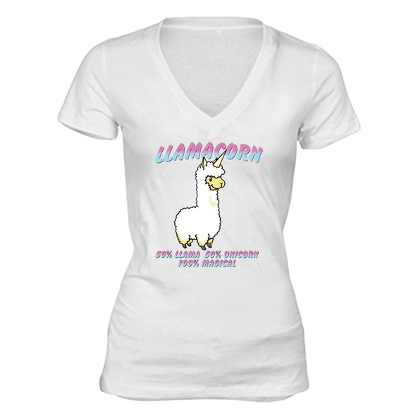 XtraFly Apparel Women's Unicorn Llamacorn Llama Novelty Gag V-neck Short Sleeve T-shirt