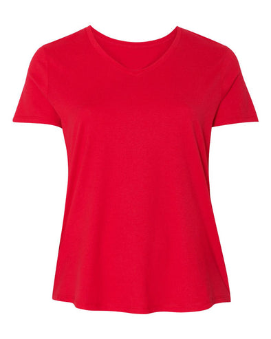 XtraFly Apparel Women's Plus Size Active Plain Basic V-neck Short Sleeve T-shirt Red
