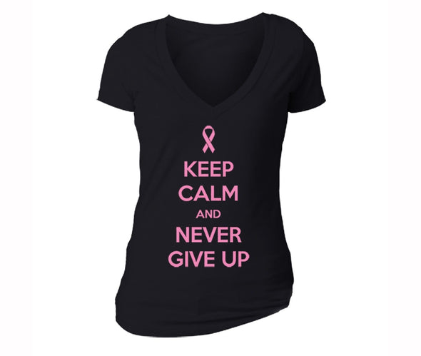 XtraFly Apparel Women's Breast Cancer Awareness V-neck Short Sleeve T-shirt