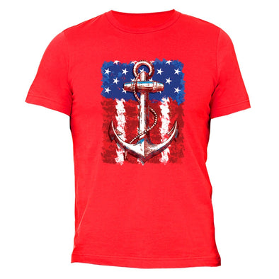 XtraFly Apparel Men's USA Anchor American Pride Crewneck Short Sleeve T-shirt