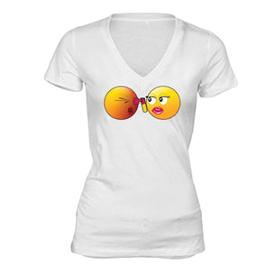 XtraFly Apparel Women's Emoji Pepper Spray Novelty Gag V-neck Short Sleeve T-shirt