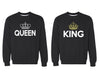 XtraFly Apparel King Rey Queen Reina Valentine's Matching Couples Pullover Crewneck-Sweatshirt