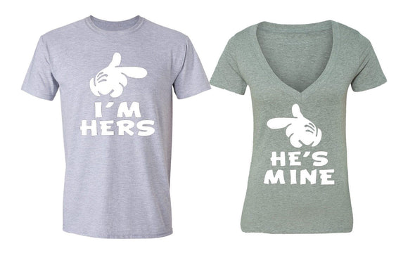 XtraFly Apparel He's Mine I'm Hers Valentine's Matching Couples Short Sleeve T-shirt