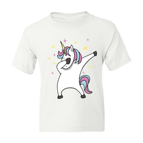 XtraFly Apparel Boys Unicorn Dabbing Rainbow Novelty Gag Crewneck Short Sleeve T-shirt
