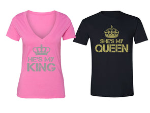 XtraFly Apparel Reina Rey King Queen Valentine's Matching Couples Short Sleeve T-shirt