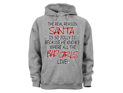 XtraFly Apparel Jolly Santa Elf Ugly Christmas Hooded-Sweatshirt Pullover Hoodie