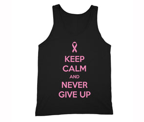 XtraFly Apparel Men's Never Give Up Pink Breast Cancer Ribbon Tank-Top