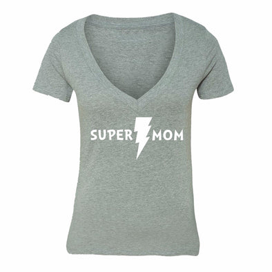 XtraFly Apparel Women's Super Mom Mother's Day V-neck Short Sleeve T-shirt