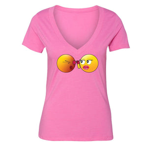 XtraFly Apparel Women's Emoji Pepper Spray Novelty Gag V-neck Short Sleeve T-shirt