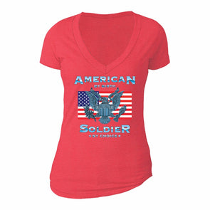 XtraFly Apparel Women's Soldier by Choice Military Pow Mia V-neck Short Sleeve T-shirt