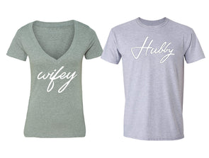 XtraFly Apparel Wifey Hubby Valentine's Matching Couples Short Sleeve T-shirt