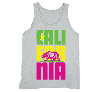 XtraFly Apparel Men's Stacked Cali Neon Bear California Pride Tank-Top