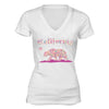 XtraFly Apparel Women's Paisley Pink Bear CA California Pride V-neck Short Sleeve T-shirt