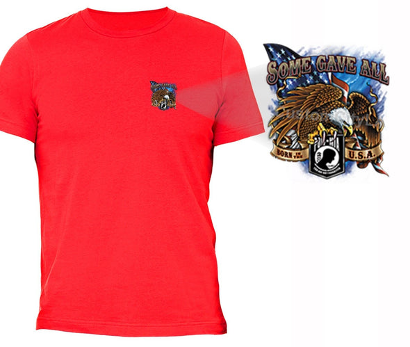 XtraFly Apparel Men's Some Gave All Eagle Pocket Military Pow Mia Crewneck Short Sleeve T-shirt