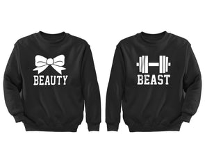 XtraFly Apparel Beauty Bow Beast Weight Valentine's Matching Couples Pullover Crewneck-Sweatshirt