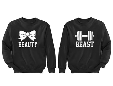 XtraFly Apparel Beauty Bow Beast Weight Valentine's Matching Couples Pullover Crewneck-Sweatshirt