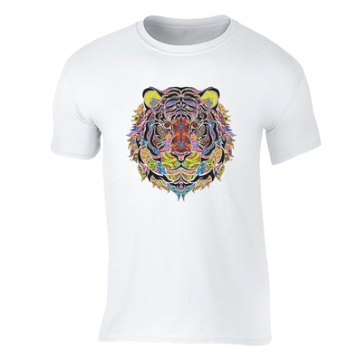 XtraFly Apparel Men's Tiger Pink Tribal Animal Crewneck Short Sleeve T-shirt