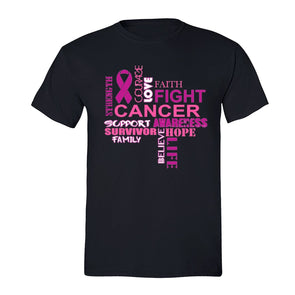 XtraFly Apparel Men's Courage Fight Hope Breast Cancer Ribbon Crewneck Short Sleeve T-shirt