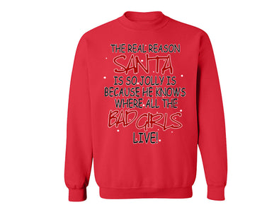 XtraFly Apparel Jolly Santa Elf Ugly Christmas Pullover Crewneck-Sweatshirt