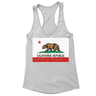 XtraFly Apparel Women's Republic Bear Flag CA California Pride Racer-back Tank-Top