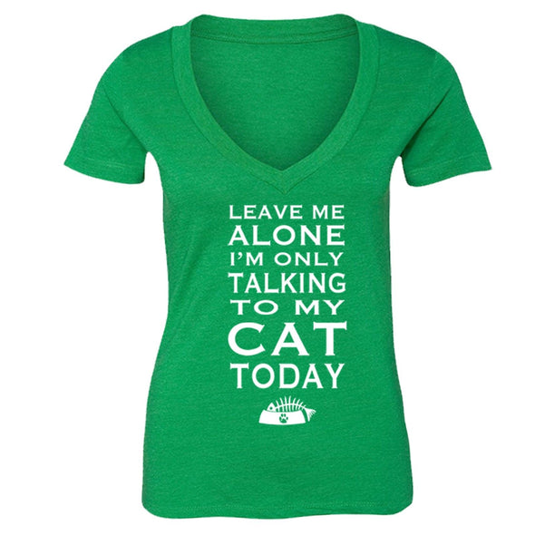 XtraFly Apparel Women's Talking to My Cat Animal Lover V-neck Short Sleeve T-shirt
