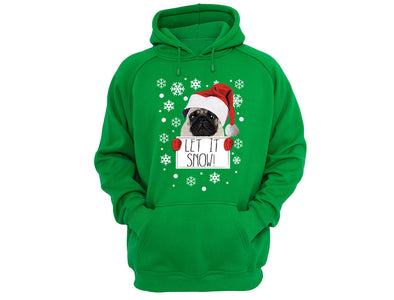 XtraFly Apparel Let It Snow Pug Ugly Christmas Hooded-Sweatshirt Pullover Hoodie