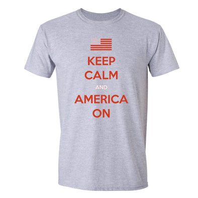 XtraFly Apparel Men's Keep Calm America On American Pride Crewneck Short Sleeve T-shirt