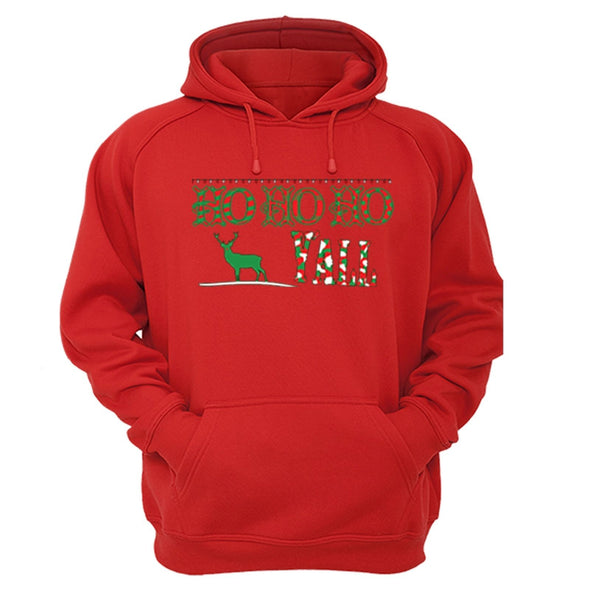 XtraFly Apparel Ho Ho Ho Y'all Reindeer Ugly Christmas Hooded-Sweatshirt Pullover Hoodie