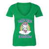 XtraFly Apparel Women's Unicorn Rainbow Cake Novelty Gag V-neck Short Sleeve T-shirt