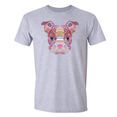 XtraFly Apparel Men's Boston Terrier Dog Pink Tribal Animal Crewneck Short Sleeve T-shirt