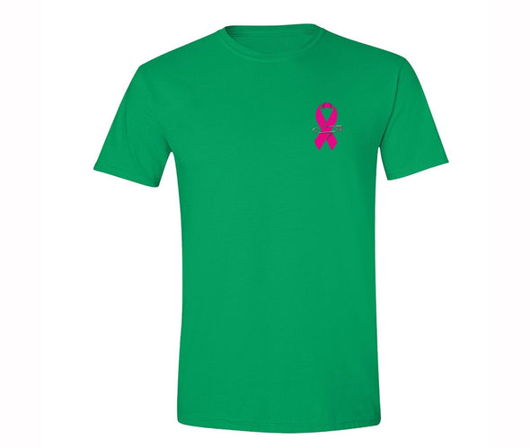XtraFly Apparel Men's Pocket Pink Ribbon Breast Cancer Ribbon Crewneck Short Sleeve T-shirt
