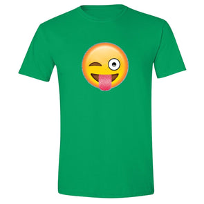 XtraFly Apparel Men's Emoji Wink Tongue Novelty Gag Crewneck Short Sleeve T-shirt