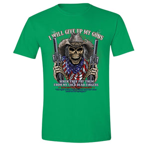 XtraFly Apparel Men's Give up Guns Skull Flag 2nd Amendment Crewneck Short Sleeve T-shirt