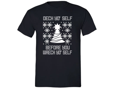 XtraFly Apparel Men's Deck Yo' Self Tree Ugly Christmas Crewneck Short Sleeve T-shirt