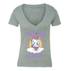 XtraFly Apparel Women's Unicorn Rainbow Cake Novelty Gag V-neck Short Sleeve T-shirt