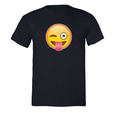 XtraFly Apparel Men's Emoji Wink Tongue Novelty Gag Crewneck Short Sleeve T-shirt