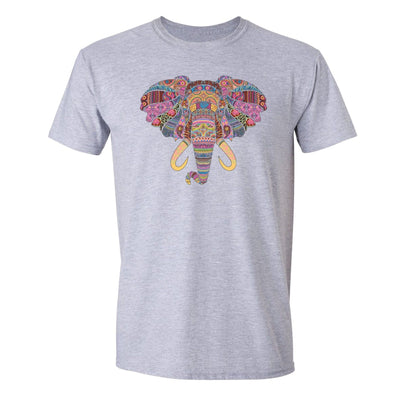 XtraFly Apparel Men's Elephant Head Tusk Pink Tribal Animal Crewneck Short Sleeve T-shirt
