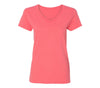 XtraFly Apparel Women's Active Plain Basic V-neck Short Sleeve T-shirt Coral Silk Pink