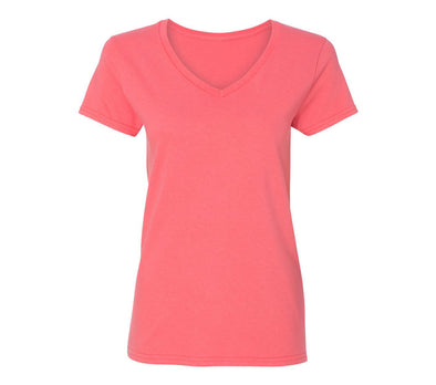 XtraFly Apparel Women's Active Plain Basic V-neck Short Sleeve T-shirt Coral Silk Pink