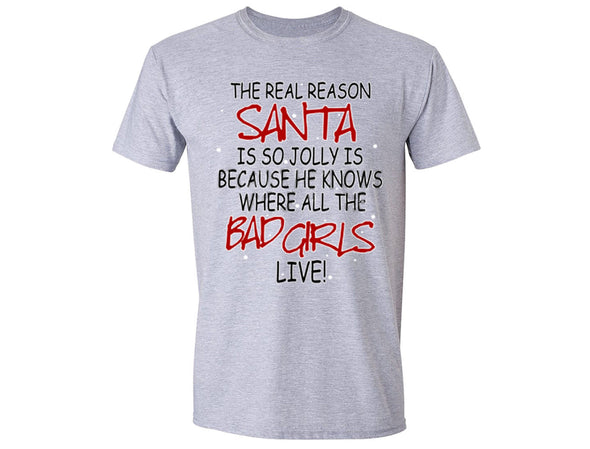 XtraFly Apparel Men's Jolly Santa Elf Ugly Christmas Crewneck Short Sleeve T-shirt